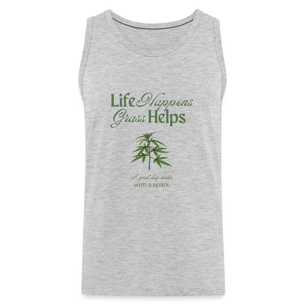 "Life Happens" Men’s Tank - heather gray