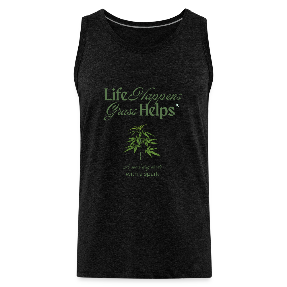 "Life Happens" Men’s Tank - charcoal grey