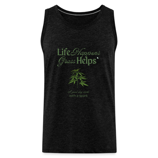 "Life Happens" Men’s Tank - charcoal grey